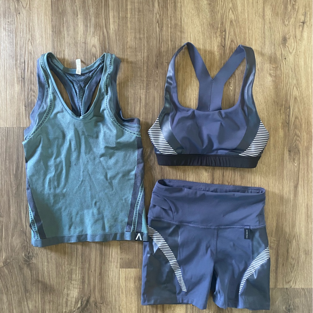 Athleta Allyson Felix set -shorts, sports bra, and tank